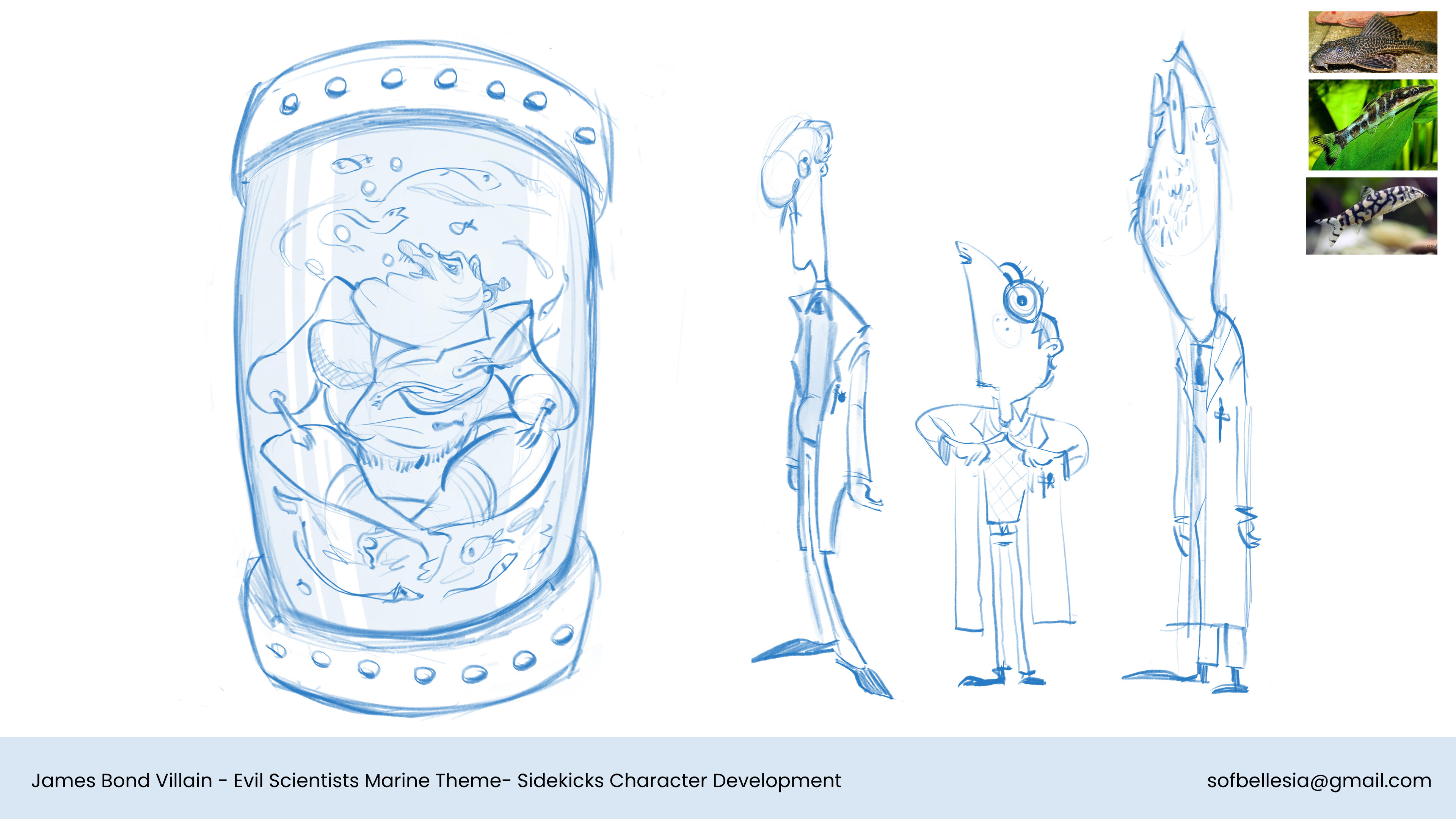 Sofia Bellesia- James Bond Villain- Sideckicks fish inspired Character Design