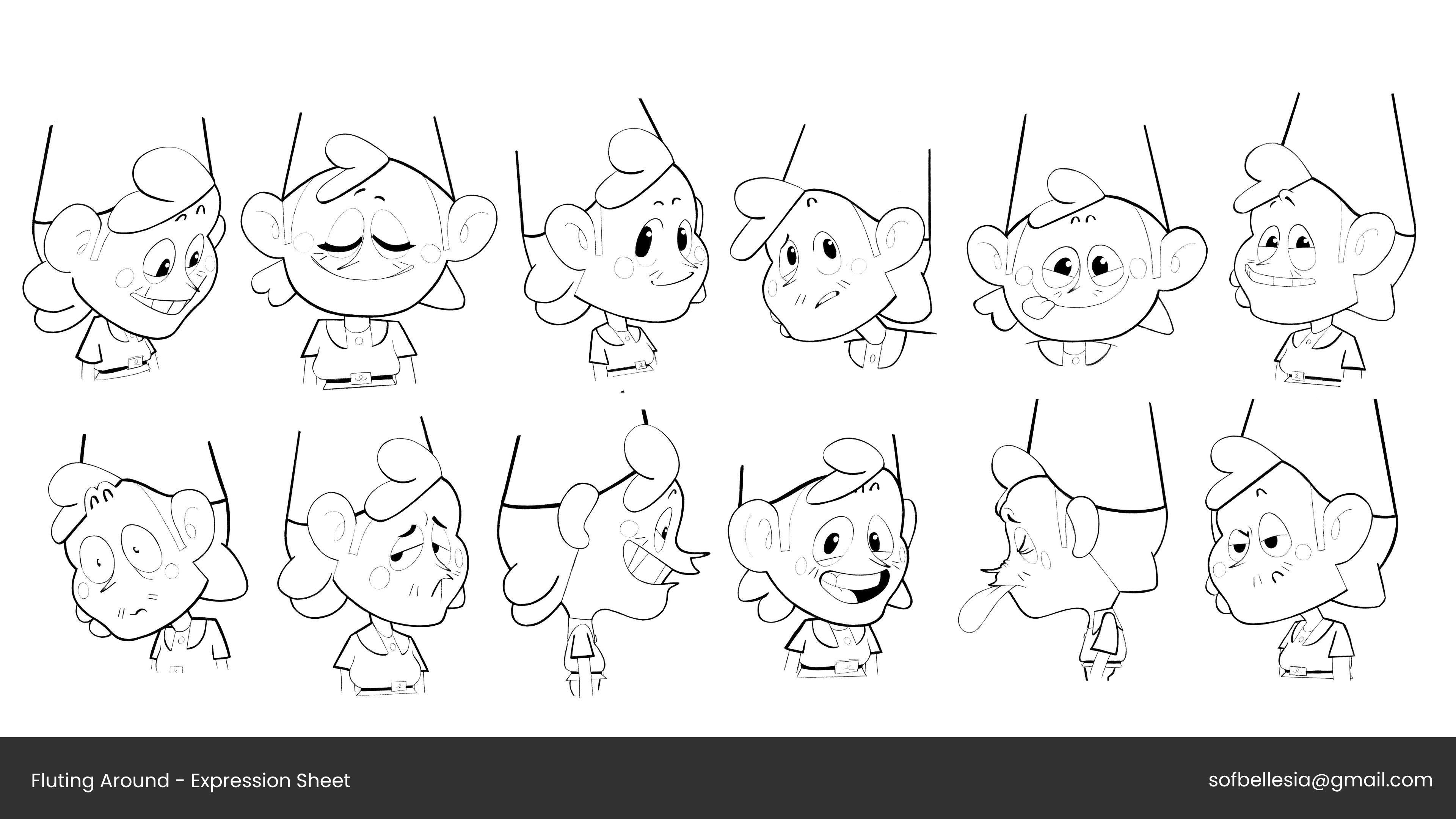 Sofia Bellesia- Fluting Around- Gnome Character Design Expression Sheet