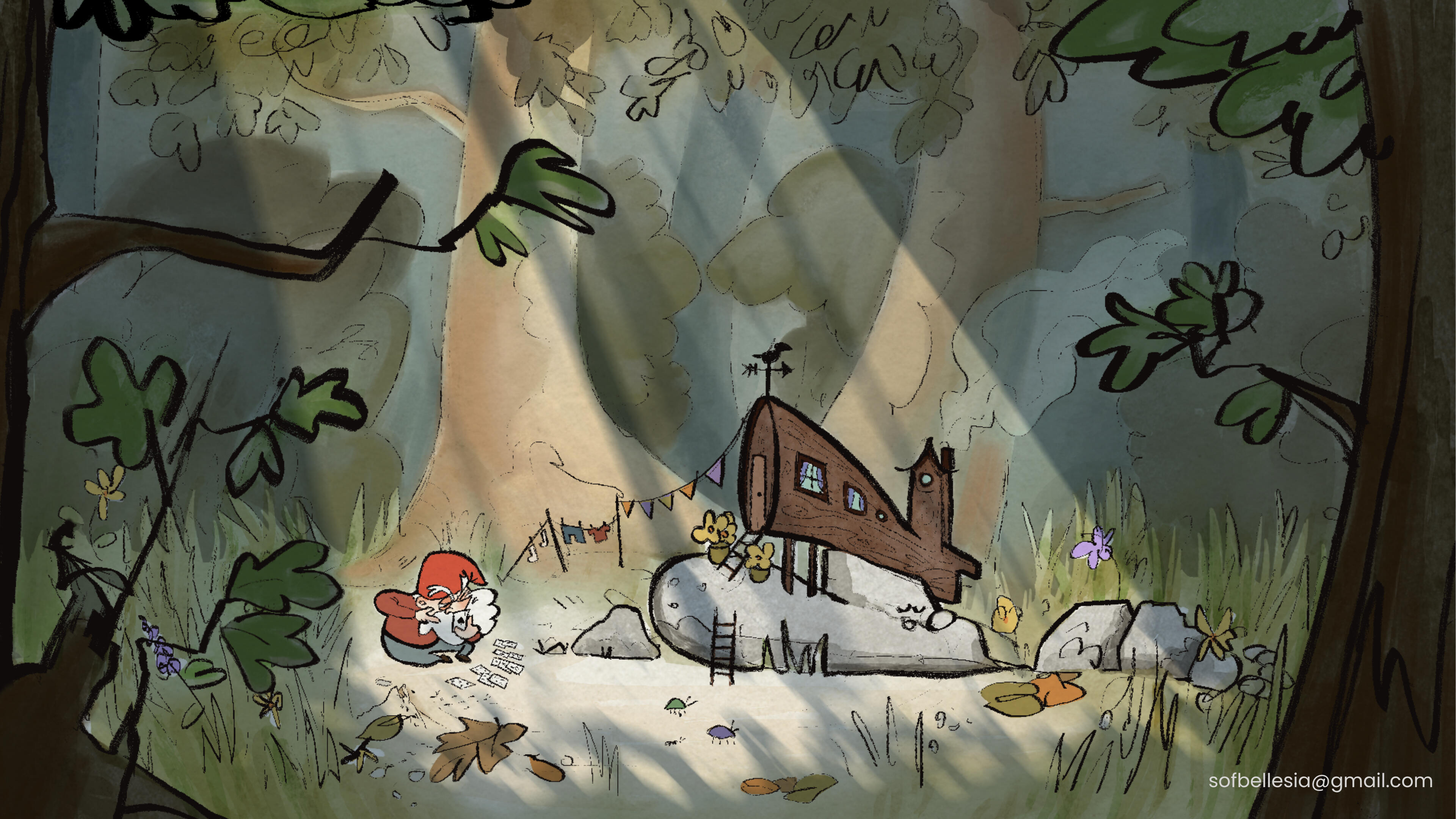 Sofia Bellesia- The Grumpy Gnome and Shy Golem-Concept Art